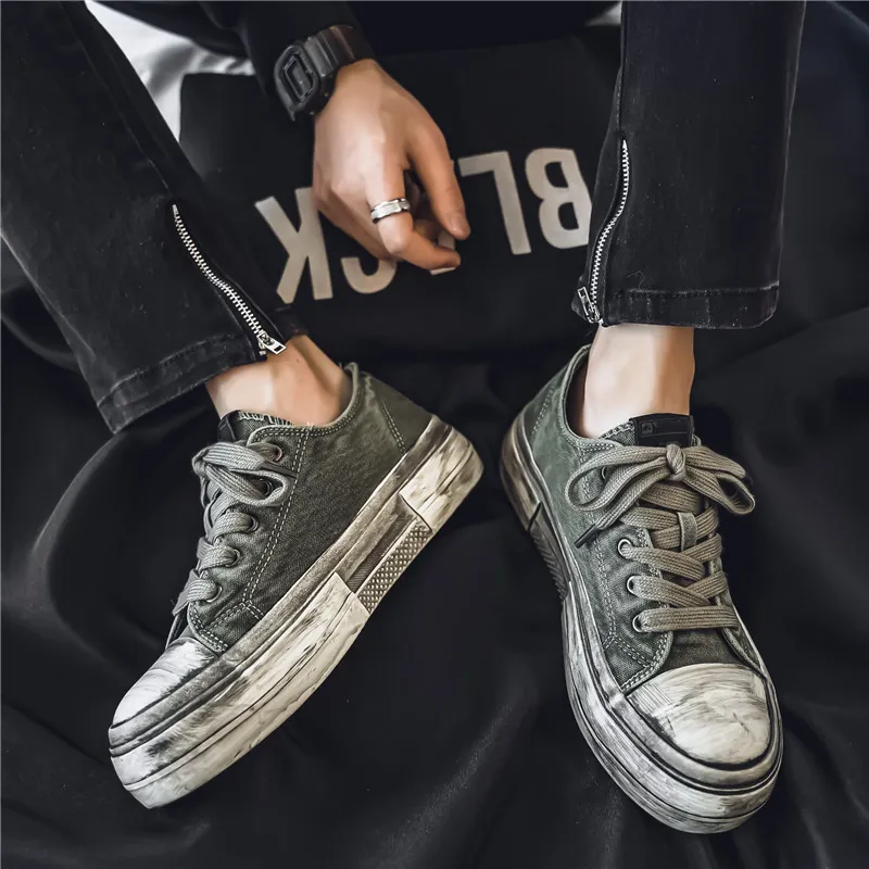 NANJIREN Anti Slip And Wear Resistant Height Increasing Low Top Canvas Shoes Men's-8