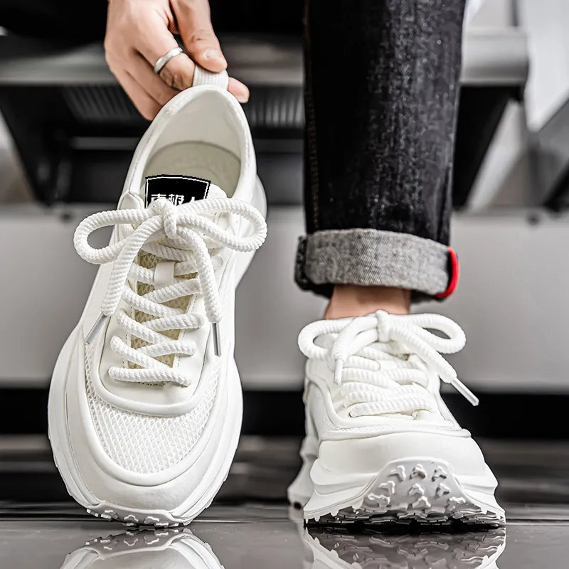 NANJIREN Chunky Sneakers Men Low Top Black/White-5