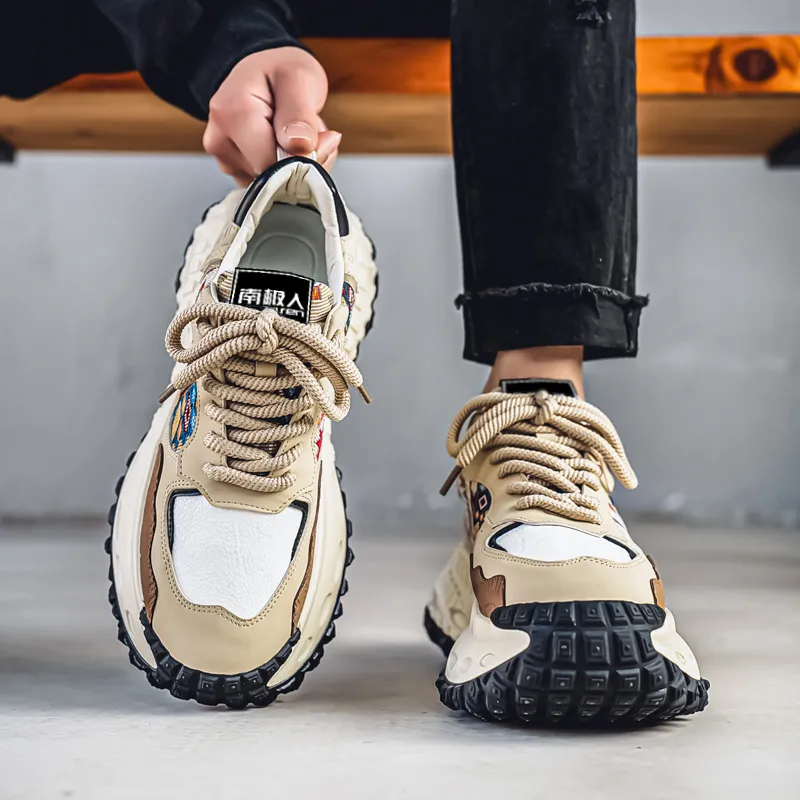 NANJIREN Abrasion Resistant, Breathable, Lightweight, Height Increasing Low Top Chunky Sneakers Men's-7