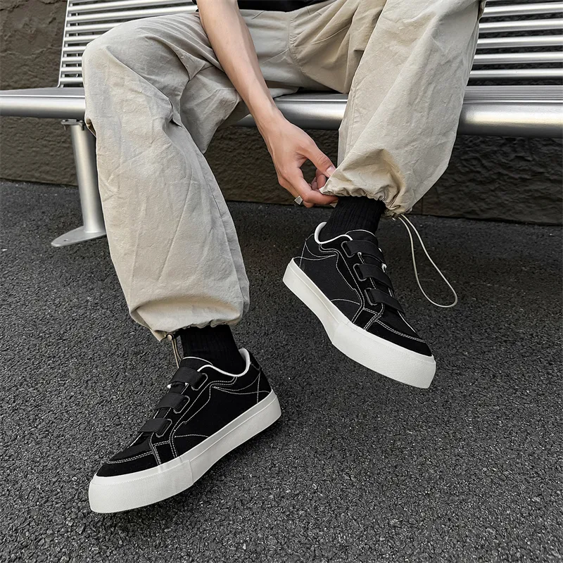 NANJIREN Canvas Shoes Men Low Top Black/Red/Blue-2