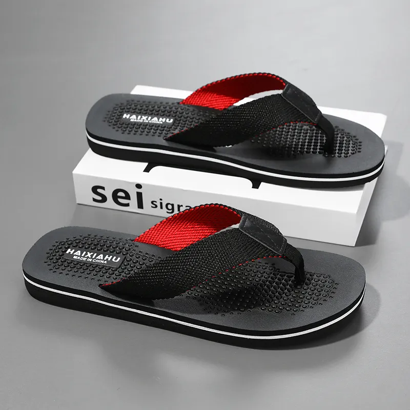 NANJIREN Woven Quiet Odor Resistant Abrasion Resistant Slip Resistant Antibacterial Massage Flip Flops Men's-9