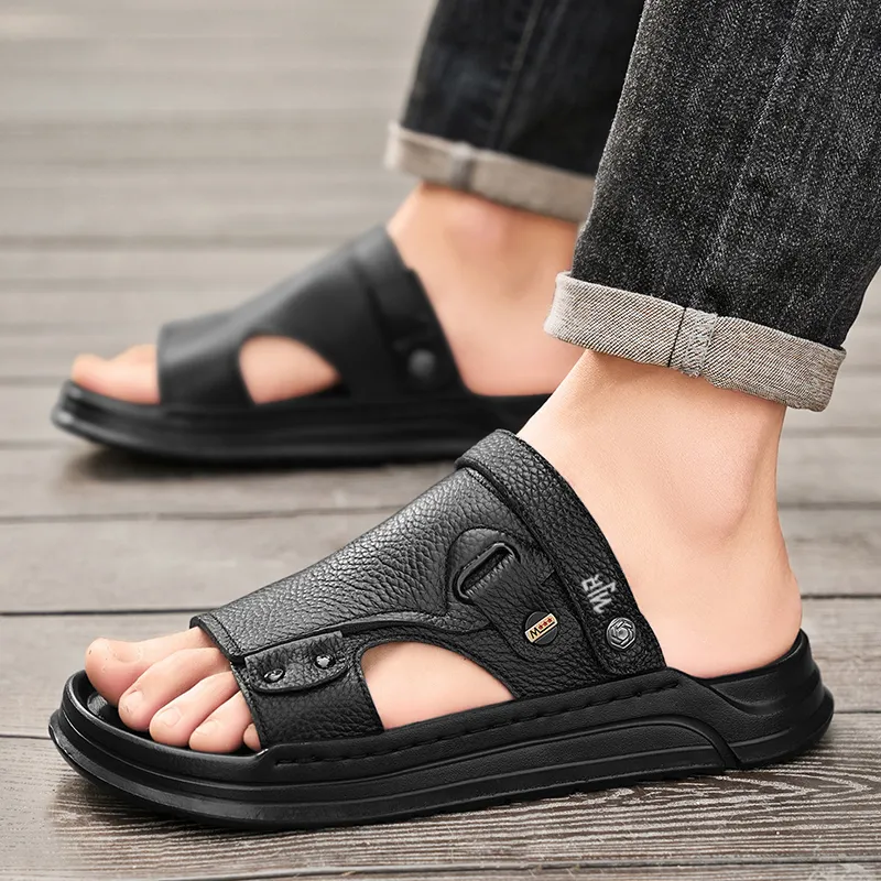 NANJIREN Beach Sandals Men Black/Beige-2