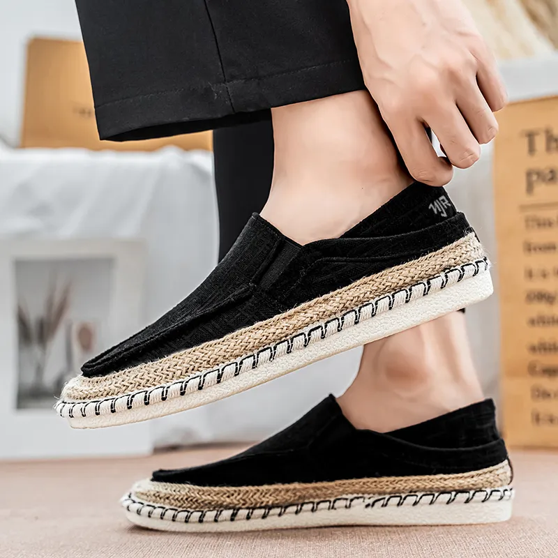 NANJIREN Espadrilles Men Black/White/Brown-3