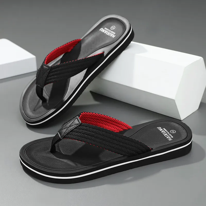 NANJIREN Cut Out Woven Quiet Odor Resistant Abrasion Resistant Slip Resistant Antibacterial Flip Flops Men's-2
