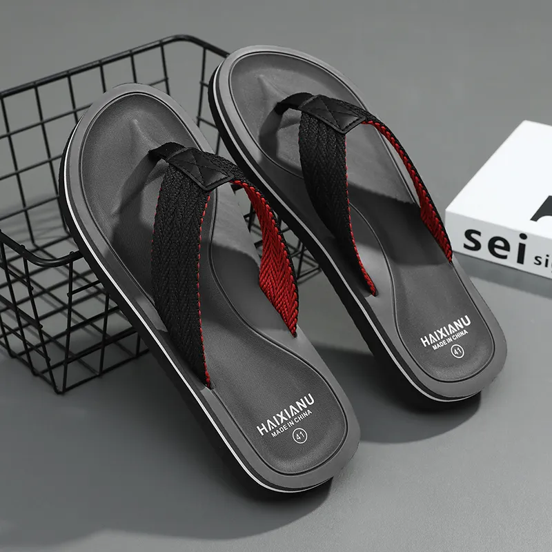 NANJIREN Cut Out Woven Quiet Odor Resistant Abrasion Resistant Slip Resistant Antibacterial Flip Flops Men's-8