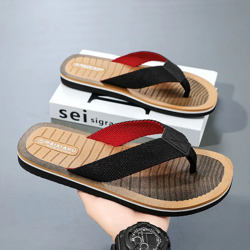 NANJIREN Woven Quiet Odor Resistant Abrasion Resistant Slip Resistant Antibacterial Flip Flops Men's-2