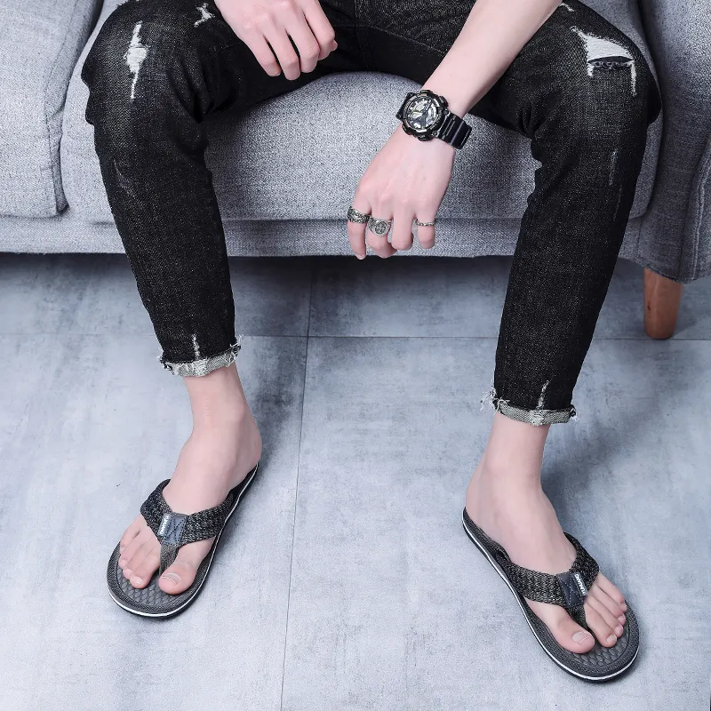 NANJIREN Cut Out Quiet Odor Resistant Abrasion Resistant Slip Resistant Quick Dry Antibacterial Flip Flops Men's-5