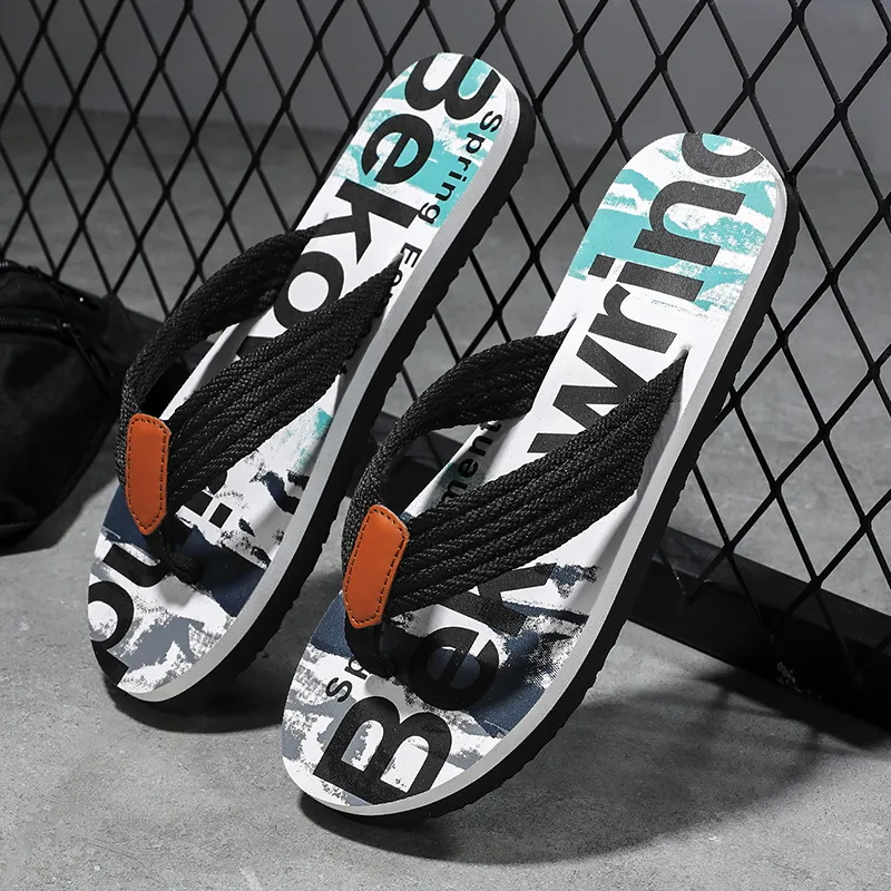 NANJIREN Woven Quiet Odor Resistant Abrasion Resistant Slip Resistant Antibacterial Flip Flops Men's-2