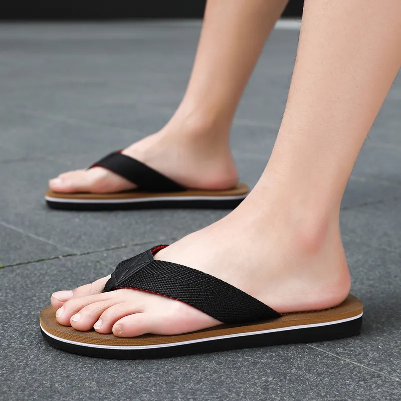 NANJIREN Woven Quiet Odor Resistant Abrasion Resistant Slip Resistant Antibacterial Massage Flip Flops Men's-5