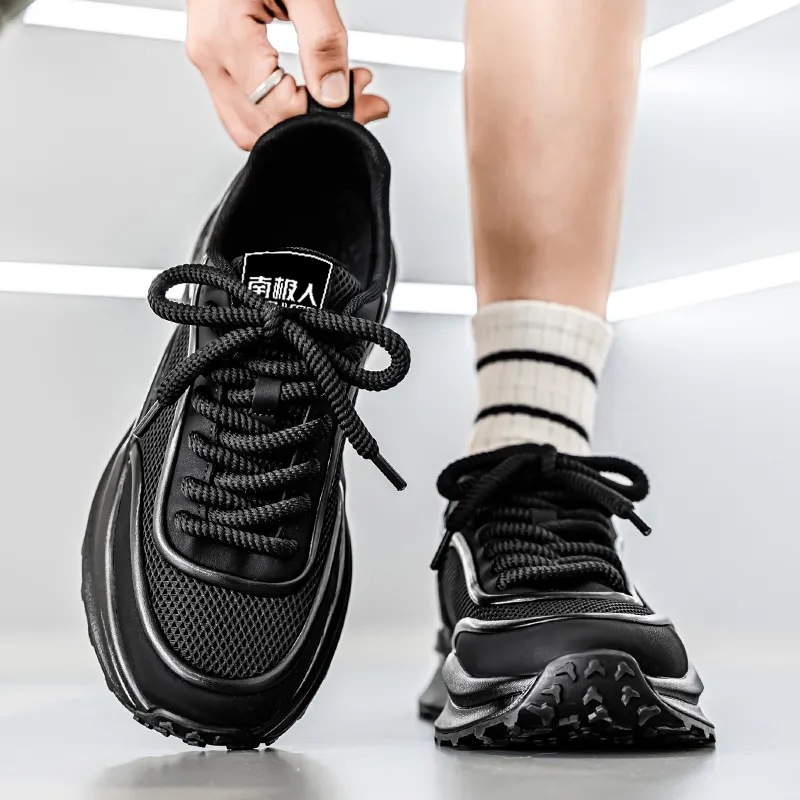 NANJIREN Chunky Sneakers Men Low Top Black/White-1