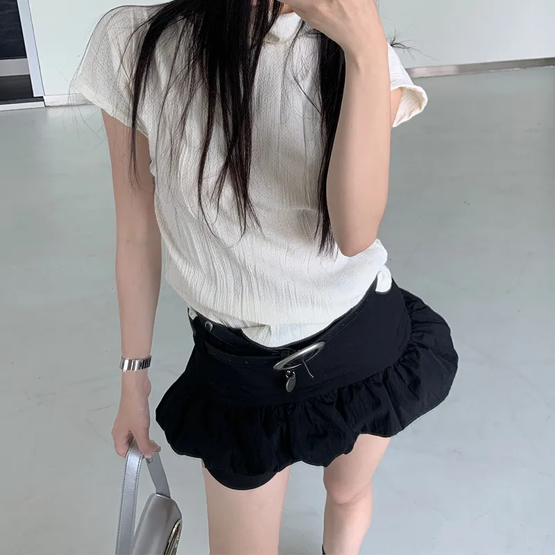 FHMY Casual Short Skirts Women's Classic Black-3