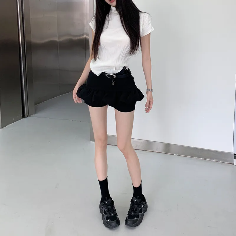 FHMY Casual Short Skirts Women's Classic Black-2