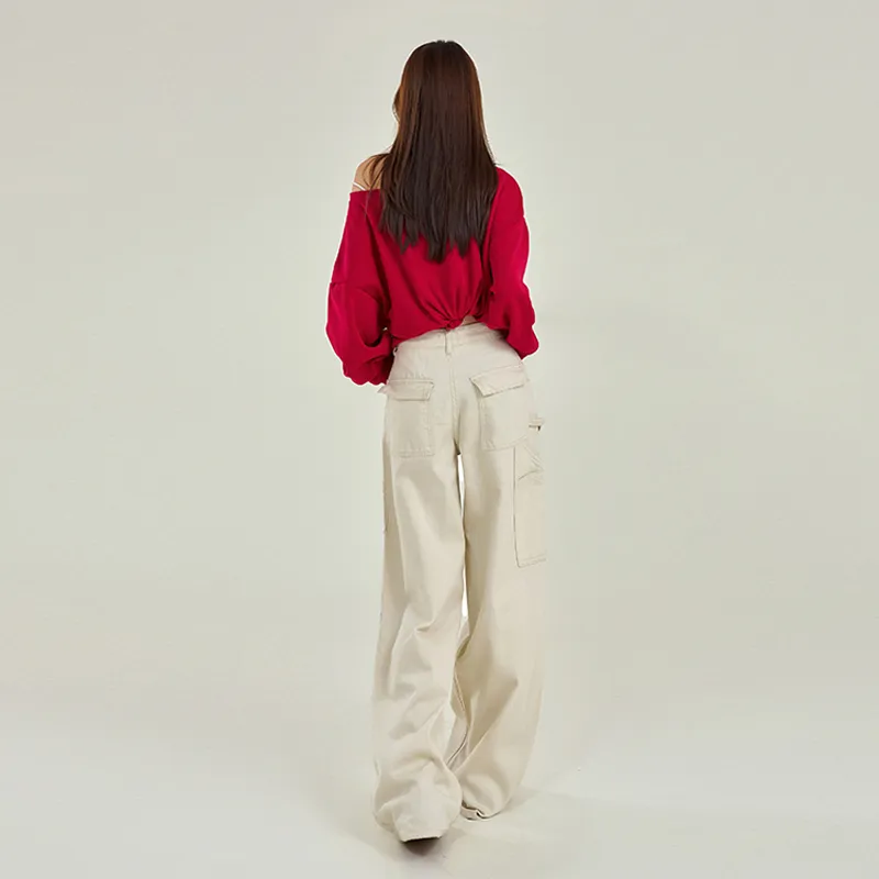 FHMY Casual Pants Women's Khaki Apricot-5