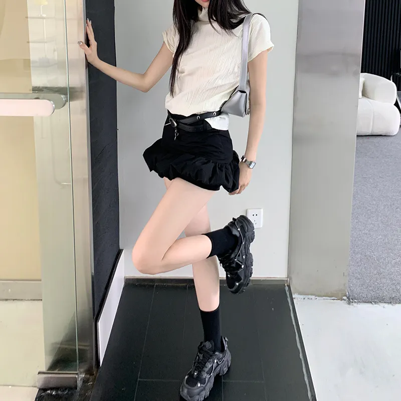 FHMY Casual Short Skirts Women's Classic Black-6