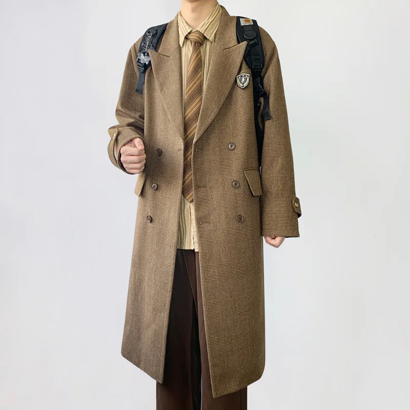 MUCUNSHU Coats Men Keshima DY01 Brown Woolen Coat-5