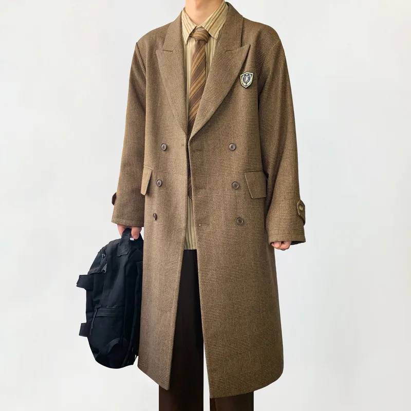 MUCUNSHU Coats Men Keshima DY01 Brown Woolen Coat-6
