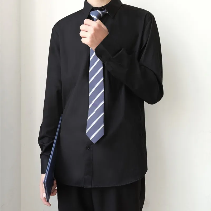 MUCUNSHU Shirts Men Black No Tie-12