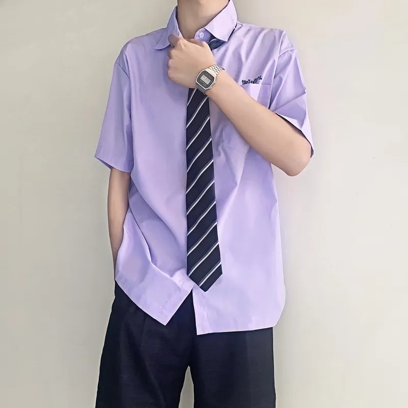 MUCUNSHU Shirt Men's Light Purple-3