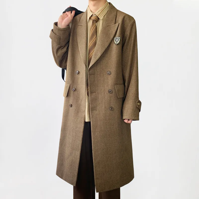 MUCUNSHU Coats Men Keshima DY01 Brown Woolen Coat-3