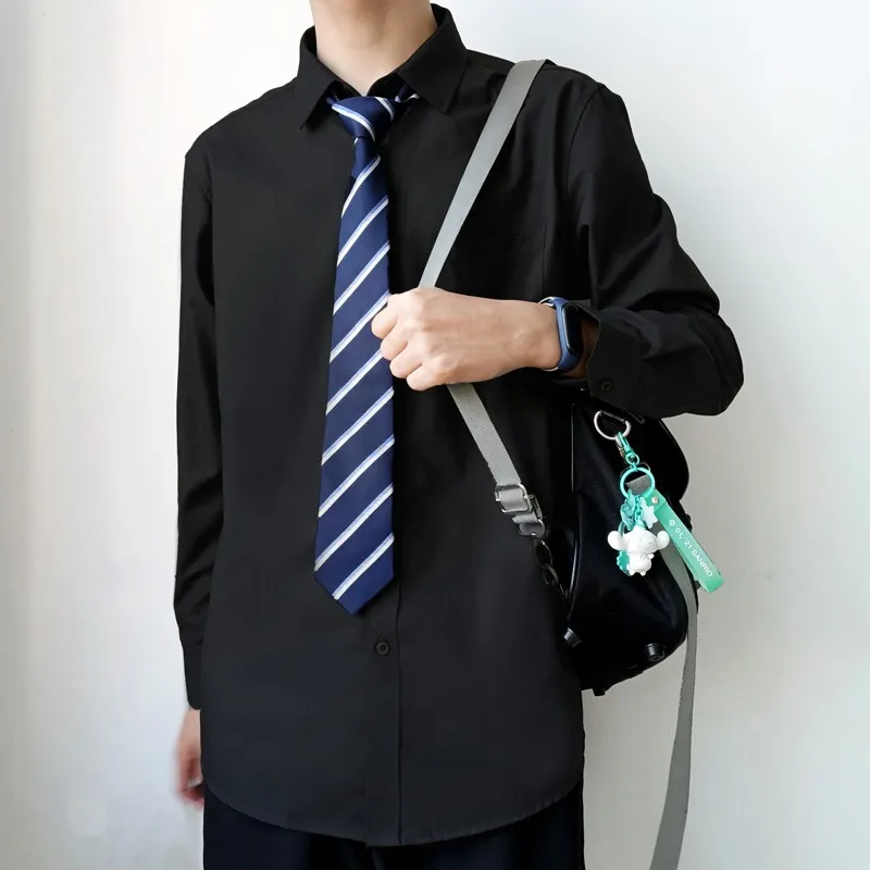 MUCUNSHU Shirts Men Black No Tie-9