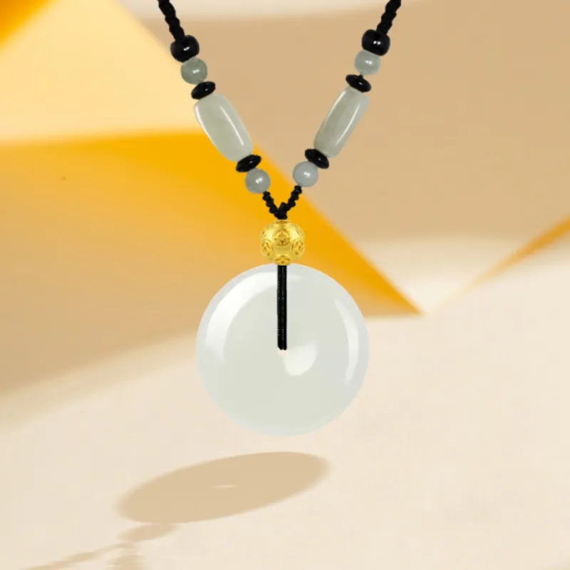 HAPPY ELF Hetian Jade Necklaces Pale Greenish White Jade Unisex-1