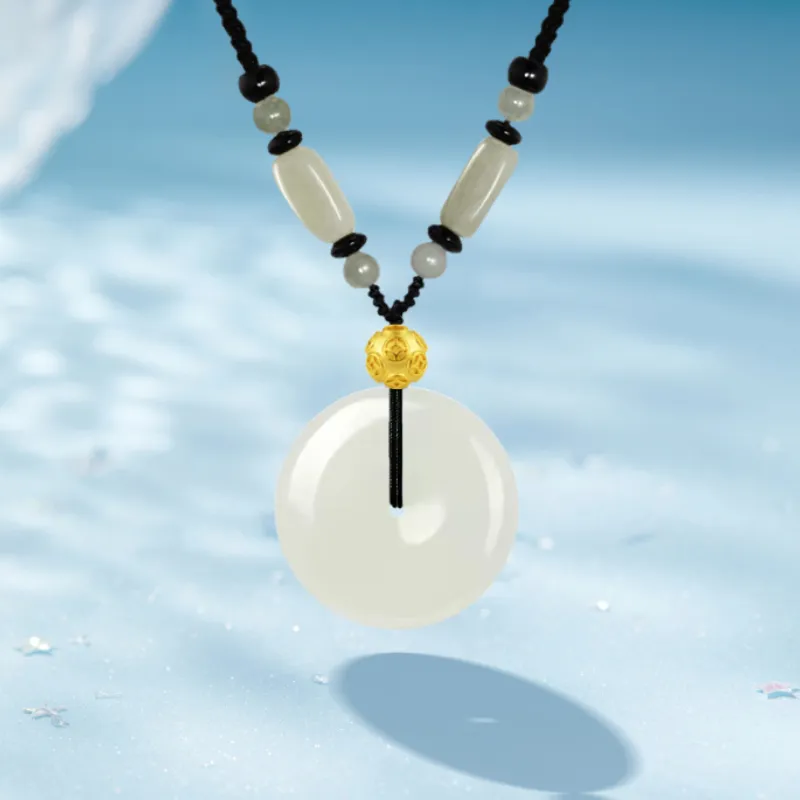HAPPY ELF Hetian Jade Necklaces Pale Greenish White Jade Unisex-3