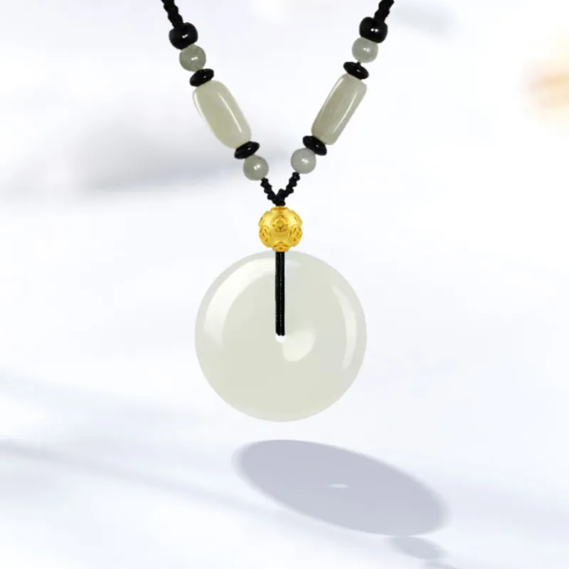 HAPPY ELF Hetian Jade Necklaces Pale Greenish White Jade Unisex-2