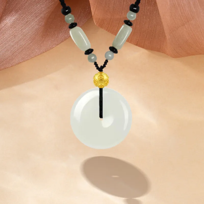 HAPPY ELF Hetian Jade Necklaces Pale Greenish White Jade Unisex-4