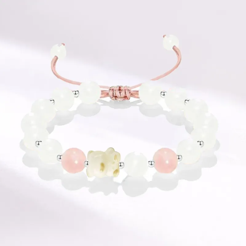 Blooming Petals White Jade Bodhi Bracelets Unisex-4