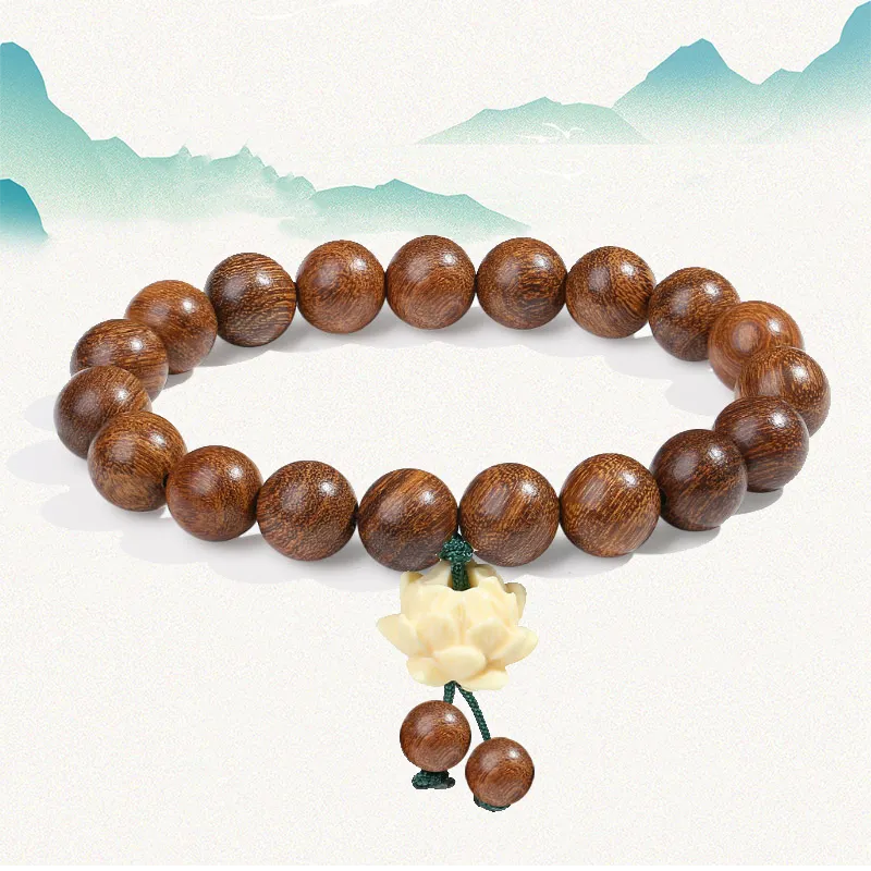 Blooming Petals Golden Sandalwood Bracelets Unisex-1