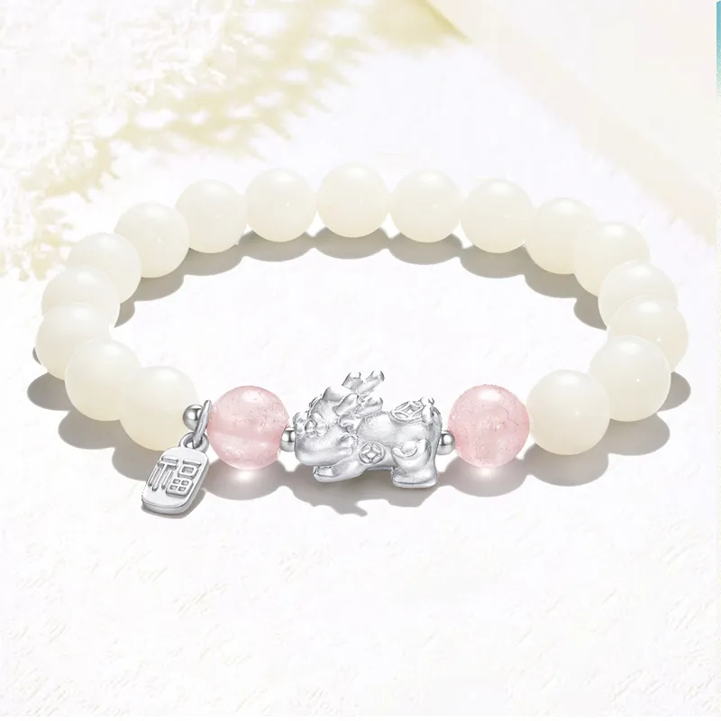 Blooming Petals White Jade Bodhi Bracelets Unisex-3