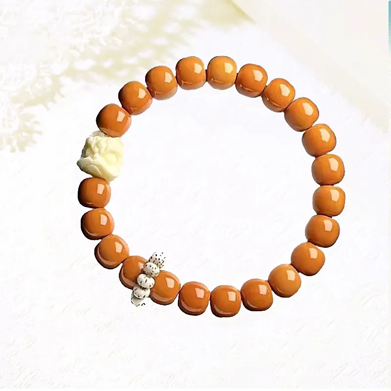 Blooming Petals Monkey Head Walnut Bracelets Unisex-4