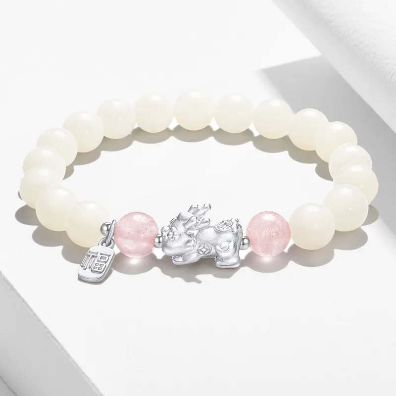 Blooming Petals White Jade Bodhi Bracelets Unisex-5