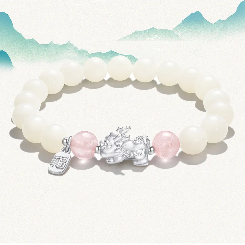 Blooming Petals White Jade Bodhi Bracelets Unisex-1