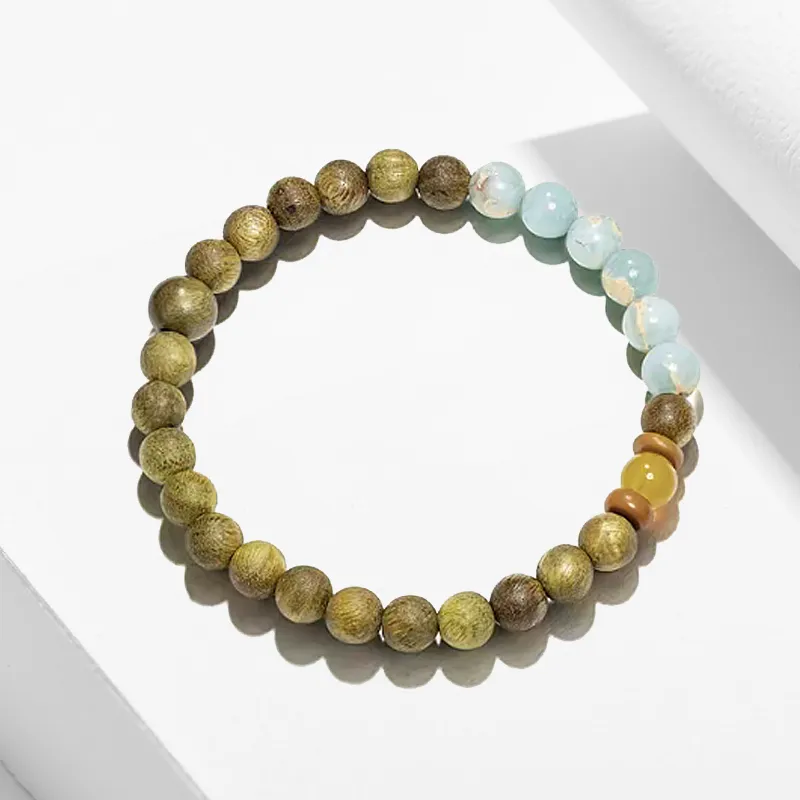 Blooming Petals Green Sandalwood Bracelets Unisex-1
