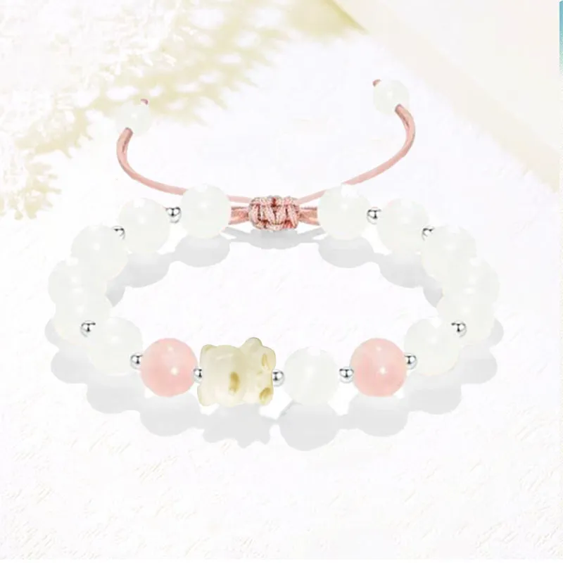 Blooming Petals White Jade Bodhi Bracelets Unisex-2