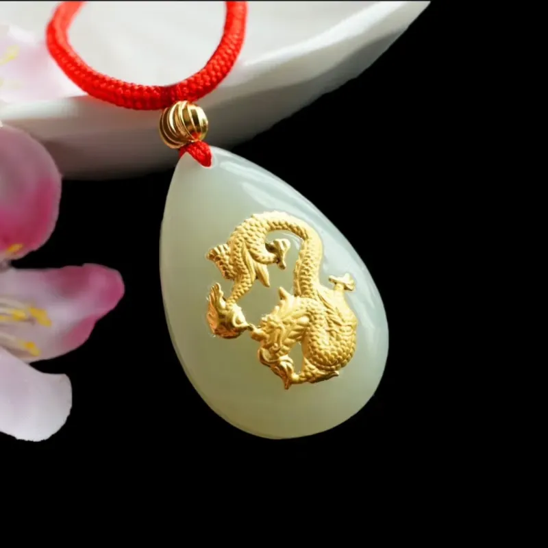 Harf Hetian Jade Necklaces White Jade/Pale Greenish White Jade Unisex-13