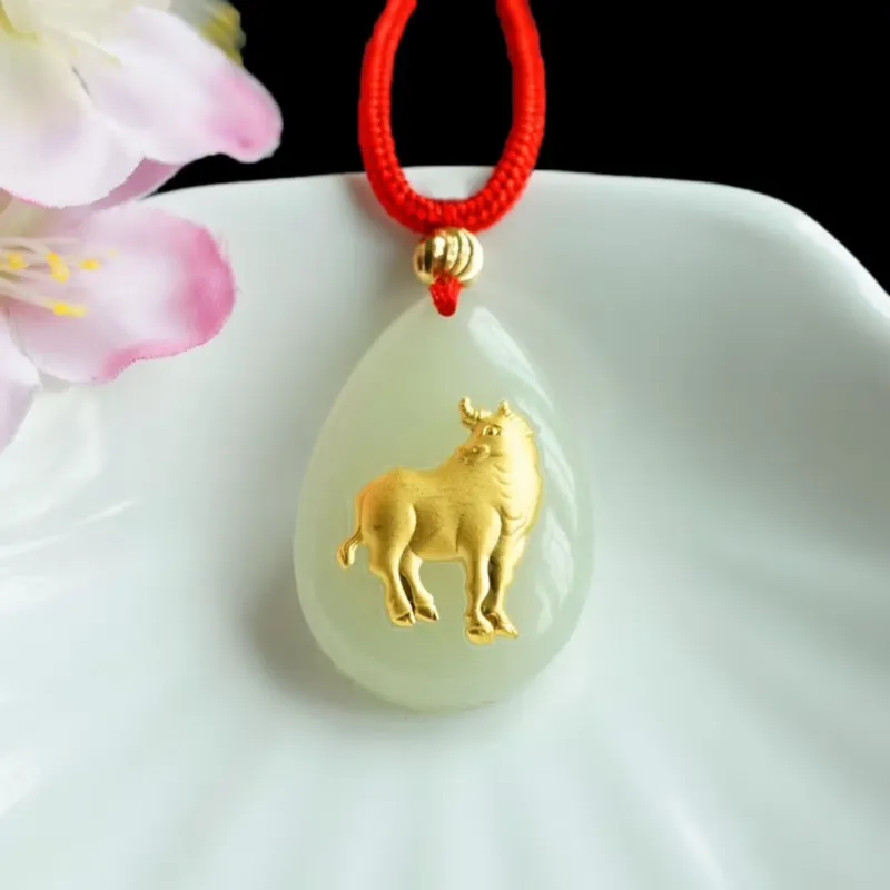 Harf Hetian Jade Necklaces White Jade/Pale Greenish White Jade Unisex-19