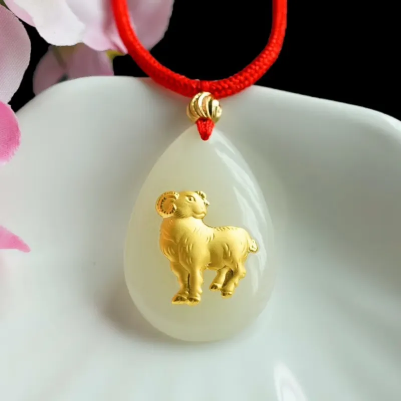 Harf Hetian Jade Necklaces White Jade/Pale Greenish White Jade Unisex-32