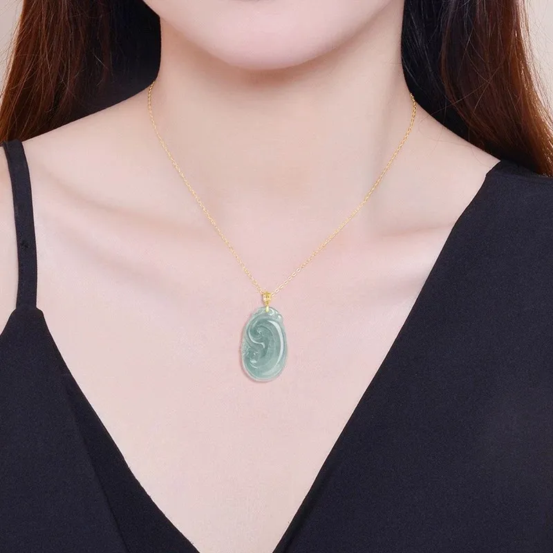 Harf Glutinous Jade Jadeite Necklaces Unisex-2