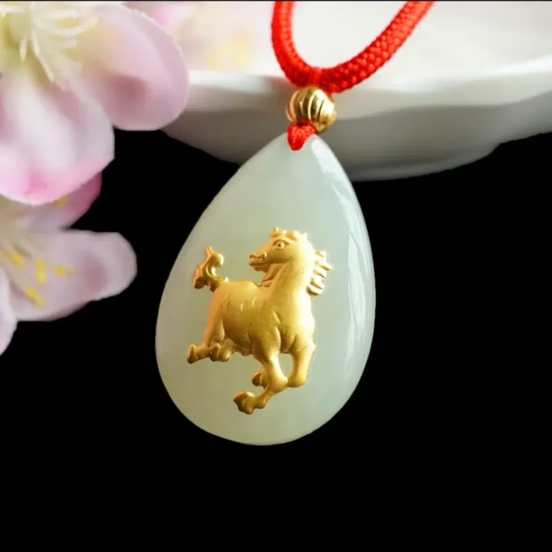 Harf Hetian Jade Necklaces White Jade/Pale Greenish White Jade Unisex-17