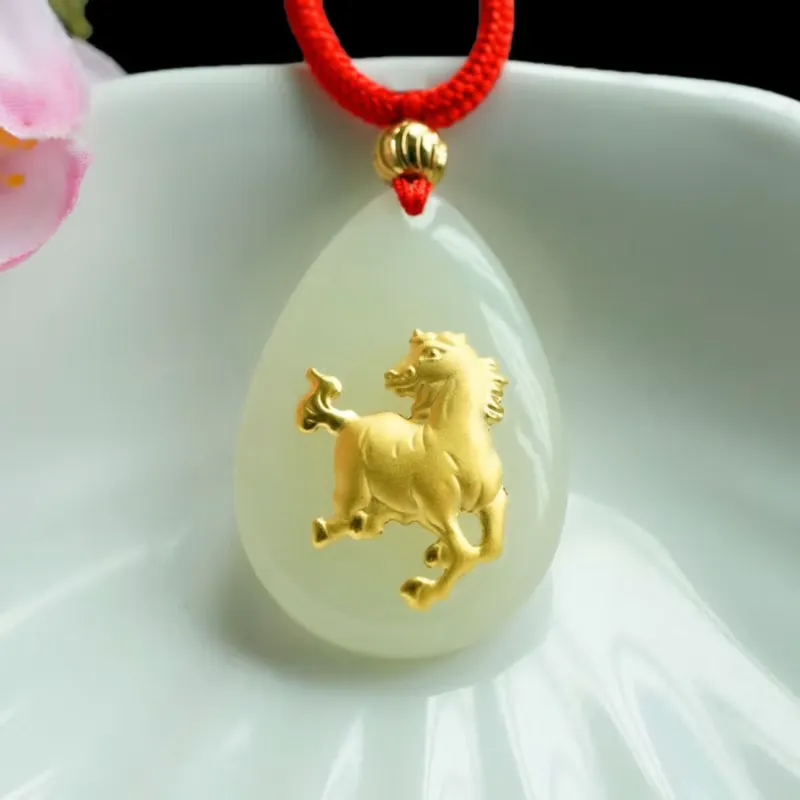 Harf Hetian Jade Necklaces White Jade/Pale Greenish White Jade Unisex-16