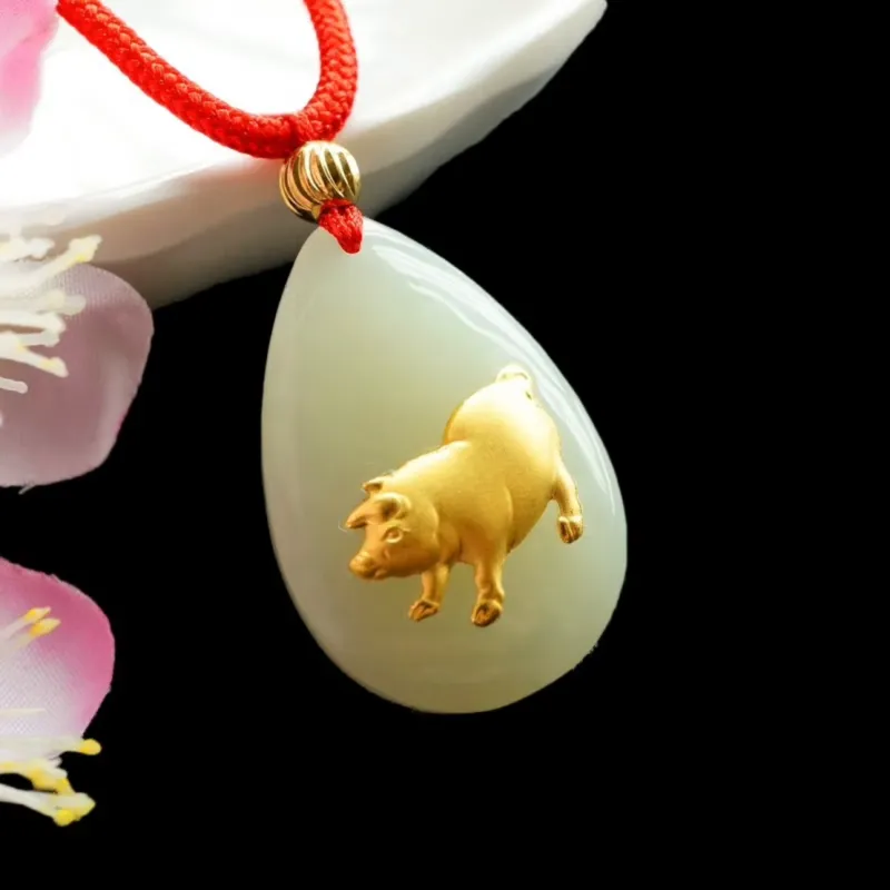 Harf Hetian Jade Necklaces White Jade/Pale Greenish White Jade Unisex-35