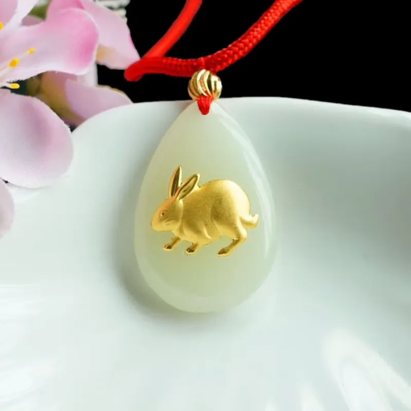 Harf Hetian Jade Necklaces White Jade/Pale Greenish White Jade Unisex-29