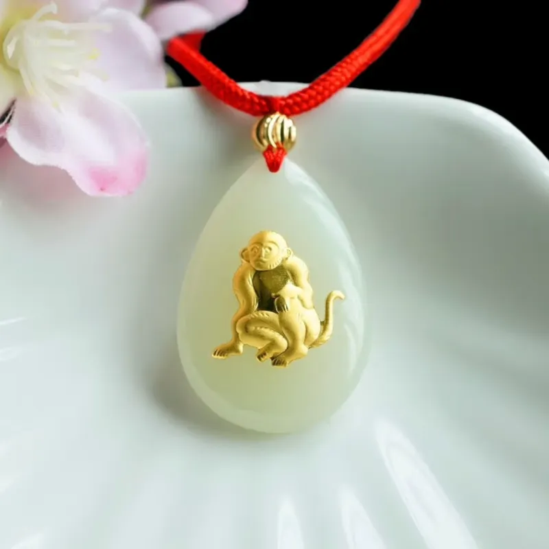 Harf Hetian Jade Necklaces White Jade/Pale Greenish White Jade Unisex-5