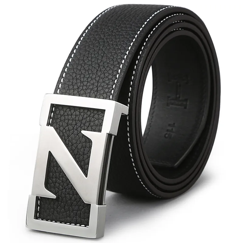 V.V.Brown Top Grain Cow Leather, Cow Leather, Stainless Steel, Genuine Leather Belt Men's 3.8cm-1