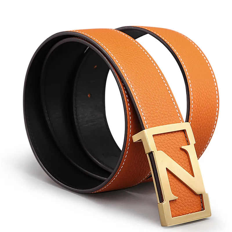 V.V.Brown Top Grain Cow Leather, Cow Leather, Stainless Steel, Genuine Leather Belt Men's 3.8cm-17