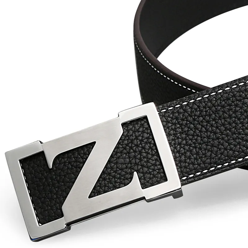 V.V.Brown Top Grain Cow Leather, Cow Leather, Stainless Steel, Genuine Leather Belt Men's 3.8cm-2