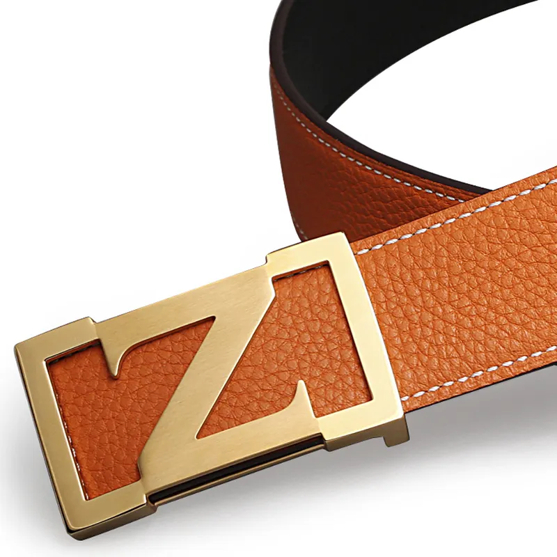 V.V.Brown Top Grain Cow Leather, Cow Leather, Stainless Steel, Genuine Leather Belt Men's 3.8cm-18