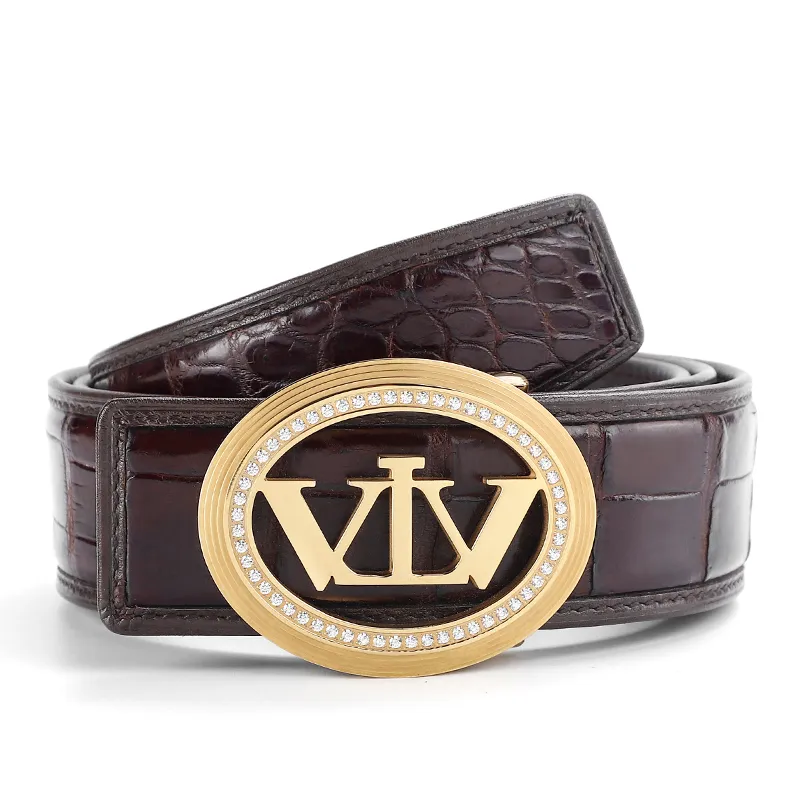 V.V.Brown Top Grain Cow Leather Belts Men's 3.8cm-12